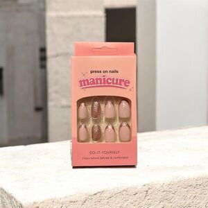 💅🏽 Press-On Nails Set | Pink Glitter